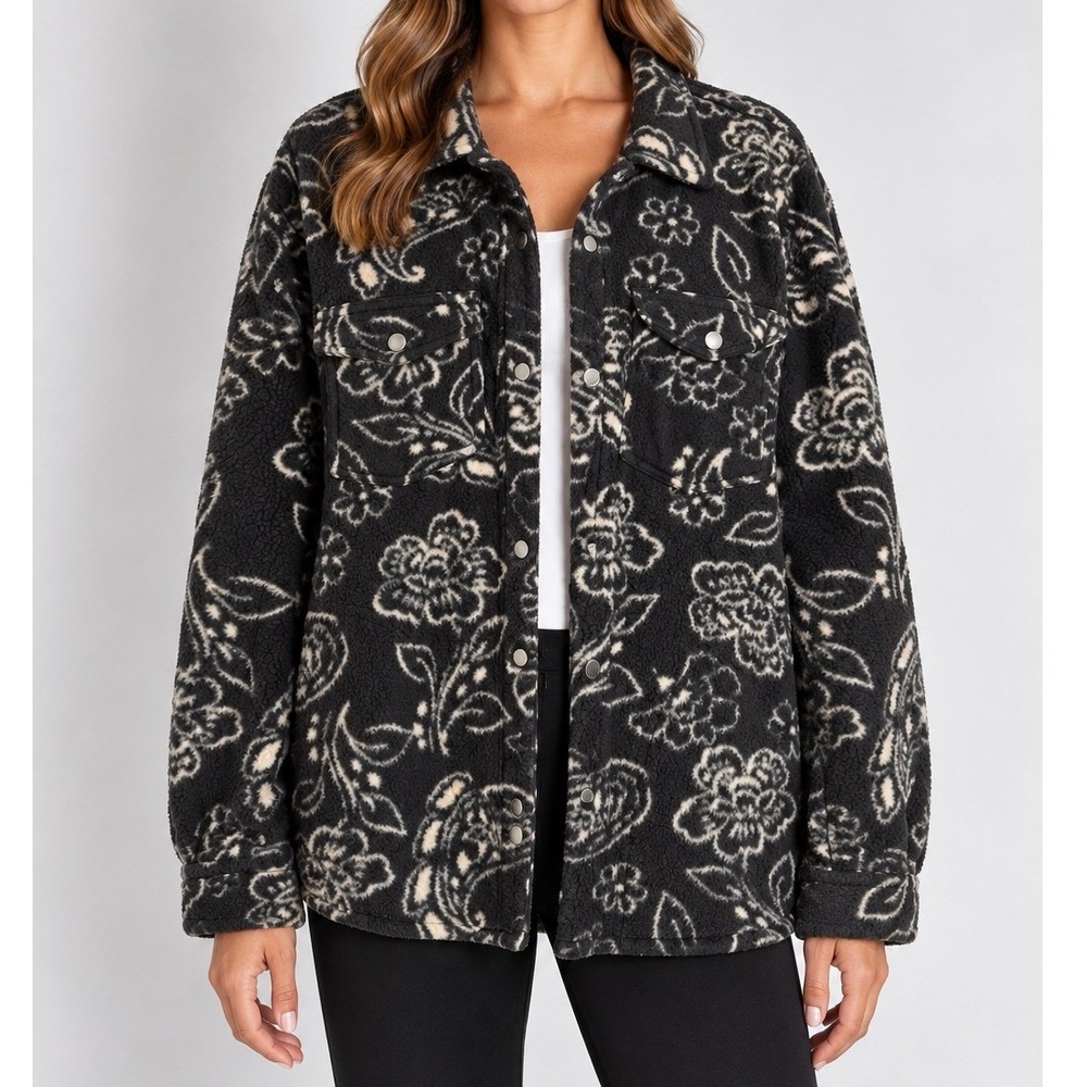 O'Neill Floral Fleece Snap Button Jacket Outdoors Granola Camping Gorpcore Hike
